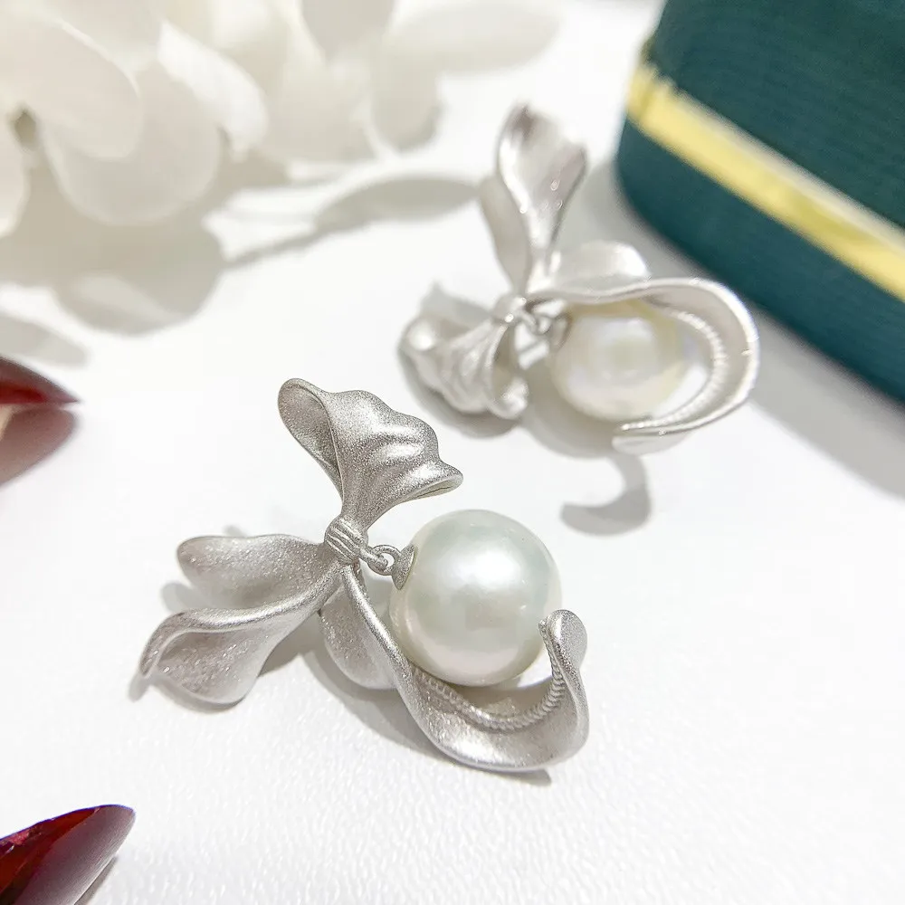 

DIY Pearl Earnail Accessories S925 Sterling Silver Jewelry Gold Earnail Empty Fit 10-13mm Beads