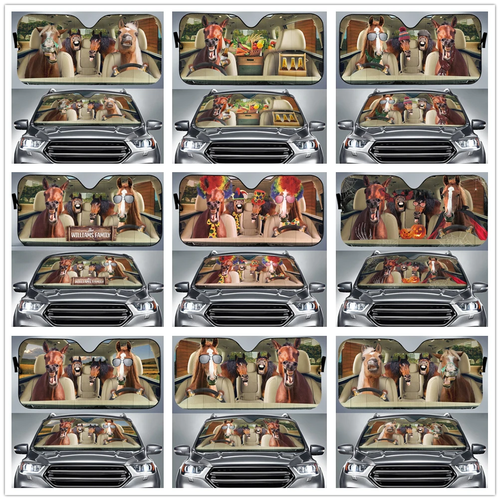 

Driving Horse Animals Car Auto Sunshades Heat Resistant, UV Resistant Car Auto Sunshades