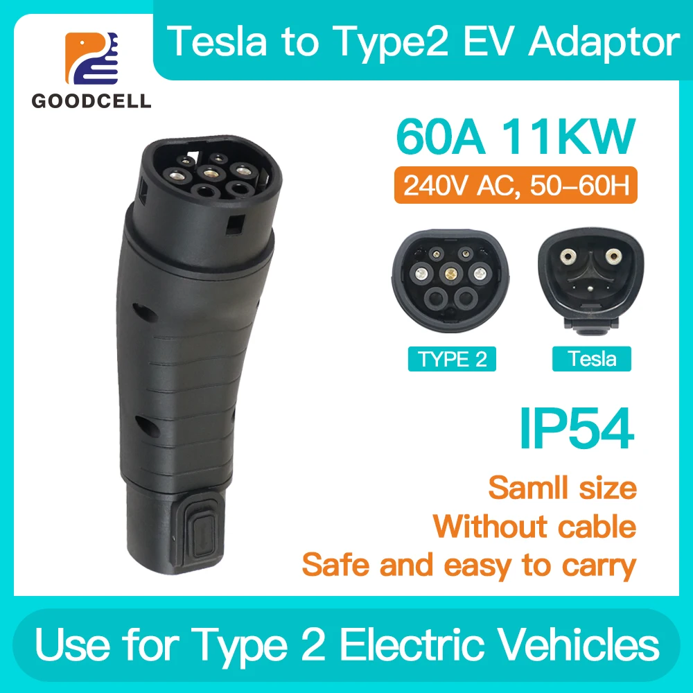 Адаптер GOODCELL Tesla для зарядки электромобиля переходник TYPE 2 60 А электромобилей