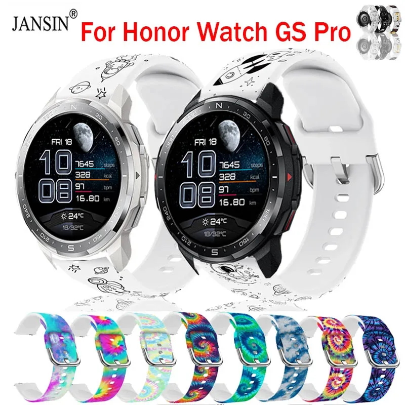 

Ремешок силиконовый для Huawei Honor Watch GS Pro, сменный Браслет с принтом, аксессуары для Honor GS Pro Correa