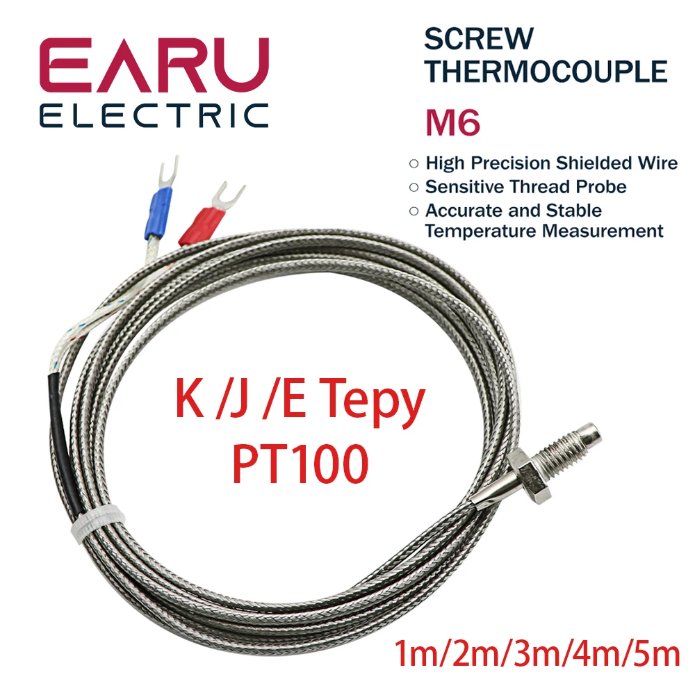 

Термодатчик EARUELECTRIC M6 K/J/E/PT100 0-400°C 1/2/3/4/5 м