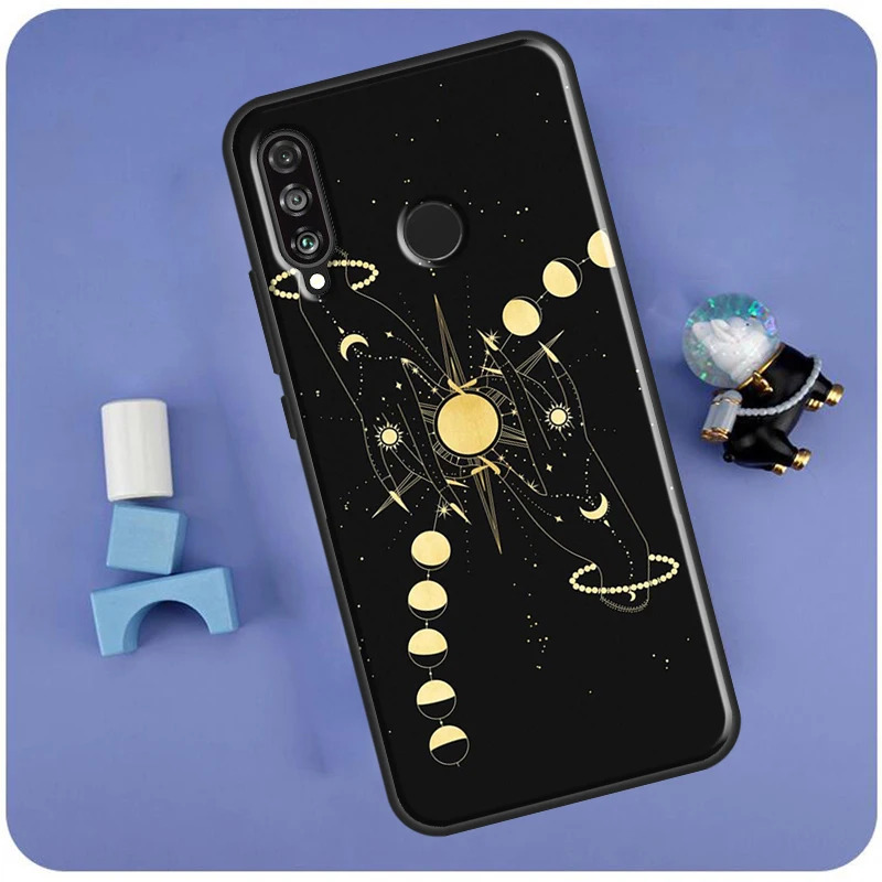 Чехол для Huawei Nova 3i 7i 8i 11i 12i 9 10 SE Y60 Y61 Y70 Y72 Y73 Y90 Y91 P20 P30 P40 Lite с дизайном «Галактика, Луна, Звезды, Фазы, Тотем» (art.: 3920db73edeb3) - 3920db73edeb3