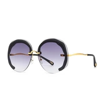 moonbiffy fashion vintage rimless round sunglasses women luxury brand designer sun glasses female oculos de sol