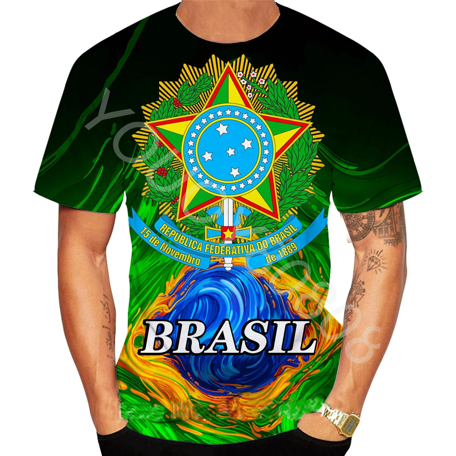 

Brasil T Shirts Cloth 2023 Brazil Men's T Shirt 3D Brazilian Country Flag Print Short Sleeve Tee Summer Shirt Male Top Crew neck