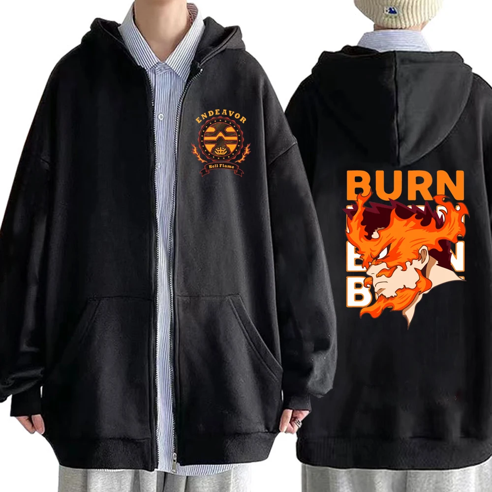 

Anime My Hero Academia Printed Zipper Hoodie 2022 Harajuku Todoroki Enji Endeavor Gothic Sweatshirt Long Sleeve Y2K Jacket