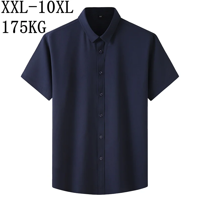 

10XL 8XL 7XL New Summer Business Formal Shirts For Men Short Sleeve Loose Dress Shirt Man chemise homme Casual Brand Clothes