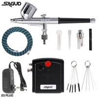sagud airbrush with portable mini compressor kits gravity feed air brush with airhose replace part for painting cake decor hobby