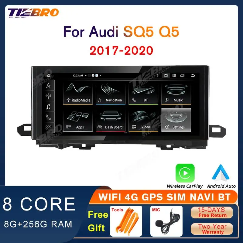 

TIEBRO 10.25'' Carplay Car Radio For Audi SQ5 Q5 2017-2020 LHD Multimedia Player GPS Navigation Android 12.0 Headunit 8+256G