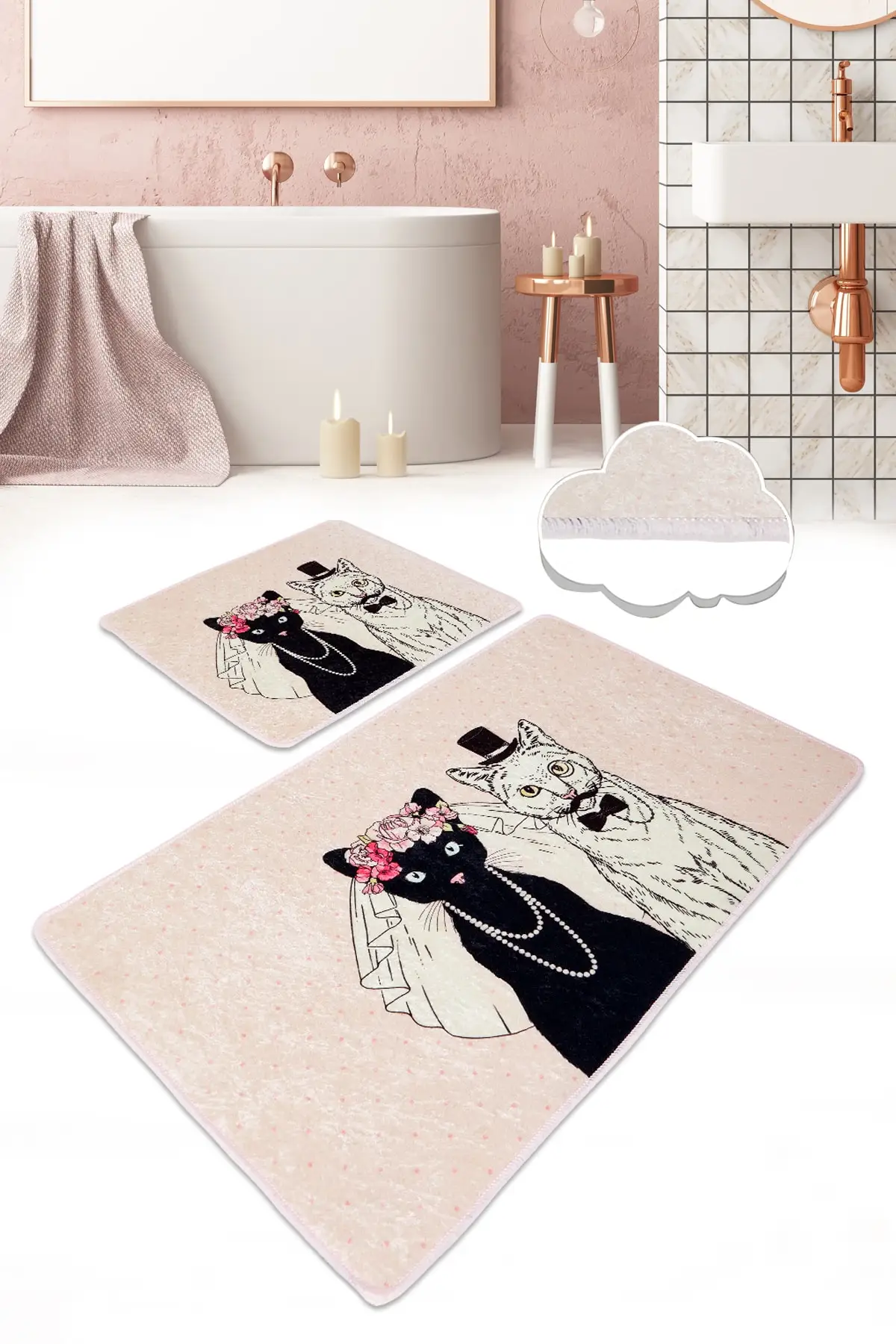 

2 Pcs Modern Home Decor Bath Mat Non-Slip Bathroom Carpet Toilet Entrance Water Absorption Mats Quick Drying Bath Mats