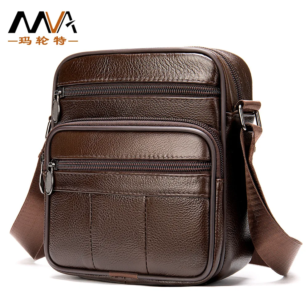 Business Leisure multi-functional first layer cowhide Men's bag  Vertical square large capacity luxury shoulder crossbody bag