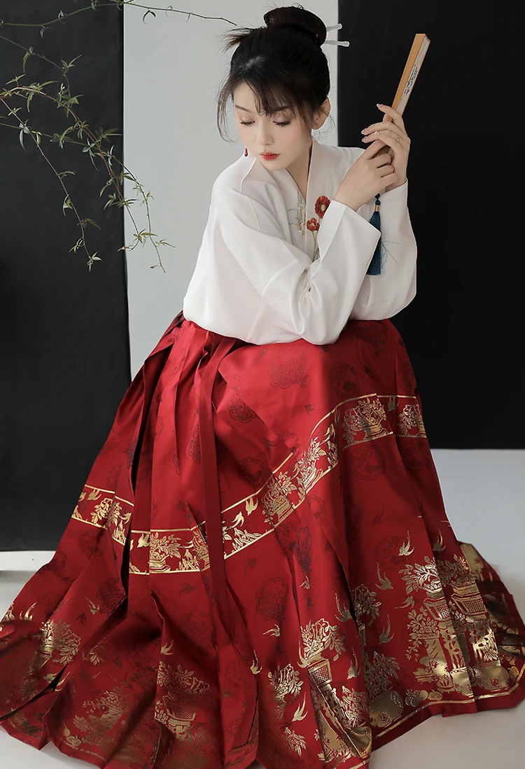 Юбка ханьфу в китайском стиле оригинальный костюм династии мамианкун плетеная