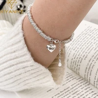 xiyanike circles glossy heart chain bracelets bangle for women girls new fashion trendy jewelry friend gift party pulseras mujer