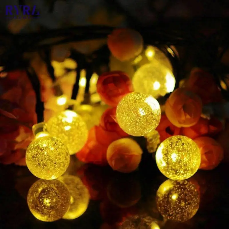 

String Fairy Lamps Waterproof Solar String Lights Fairy Lights Crystal Globe Lights Outdoor 50 Led Light Wedding Decoration Hot