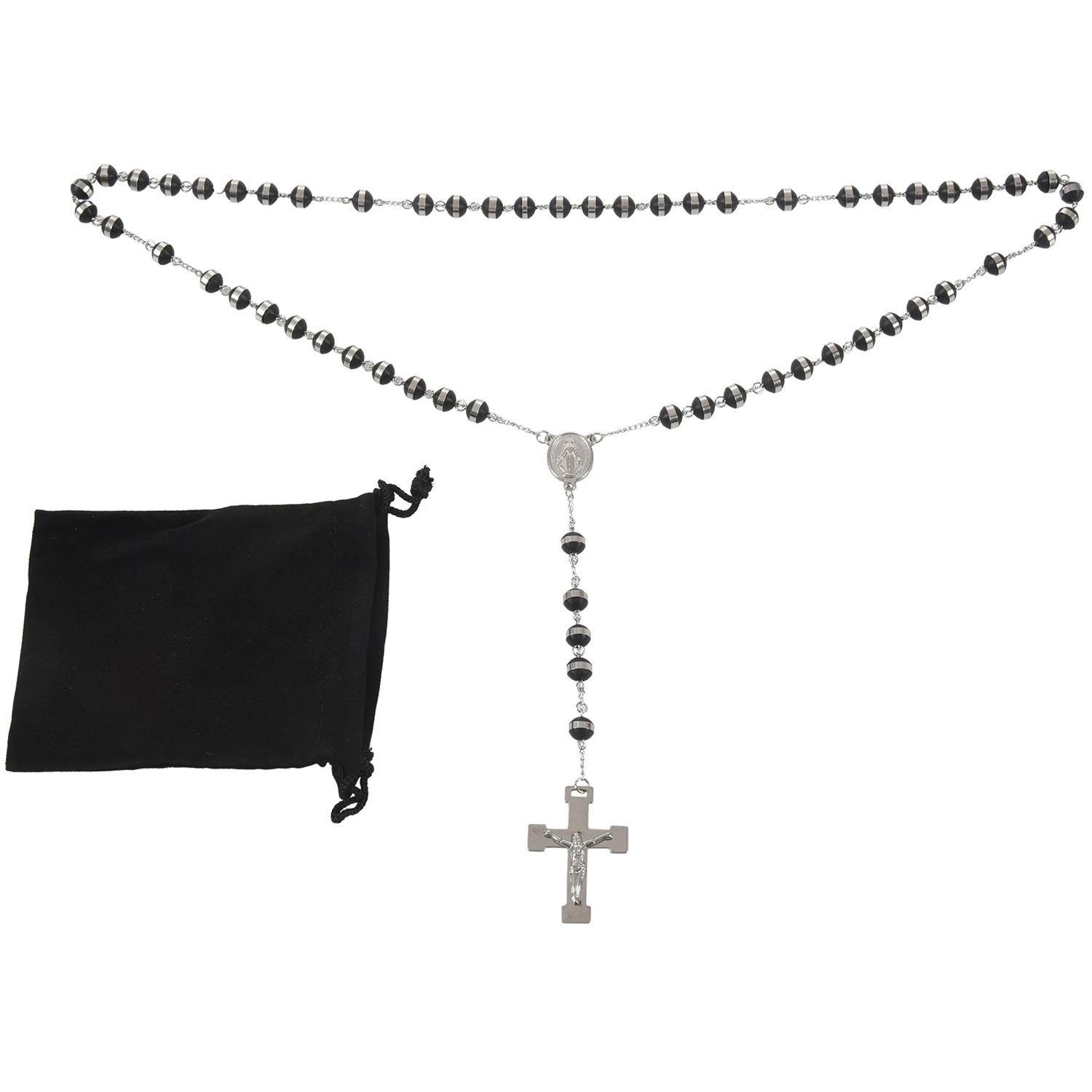 Ожерелье с подвеской из нержавеющей стали серебристое черное женское винтажное