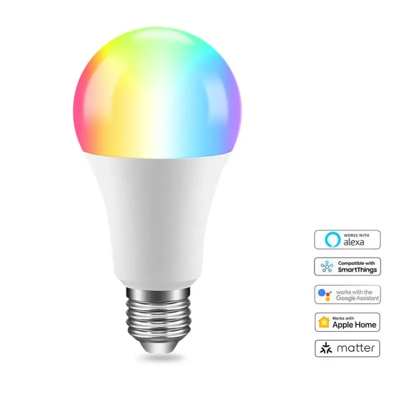 

New Matter WiFI RGB+ White Light Bulb Direct Connection Smart APP Control Support Homekit Siri Google Home Alexa Voice Assistant