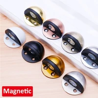 1pc stainless steel rubber door stopper holders catch floor mounted non punching sticker nail free door stops 8 colors