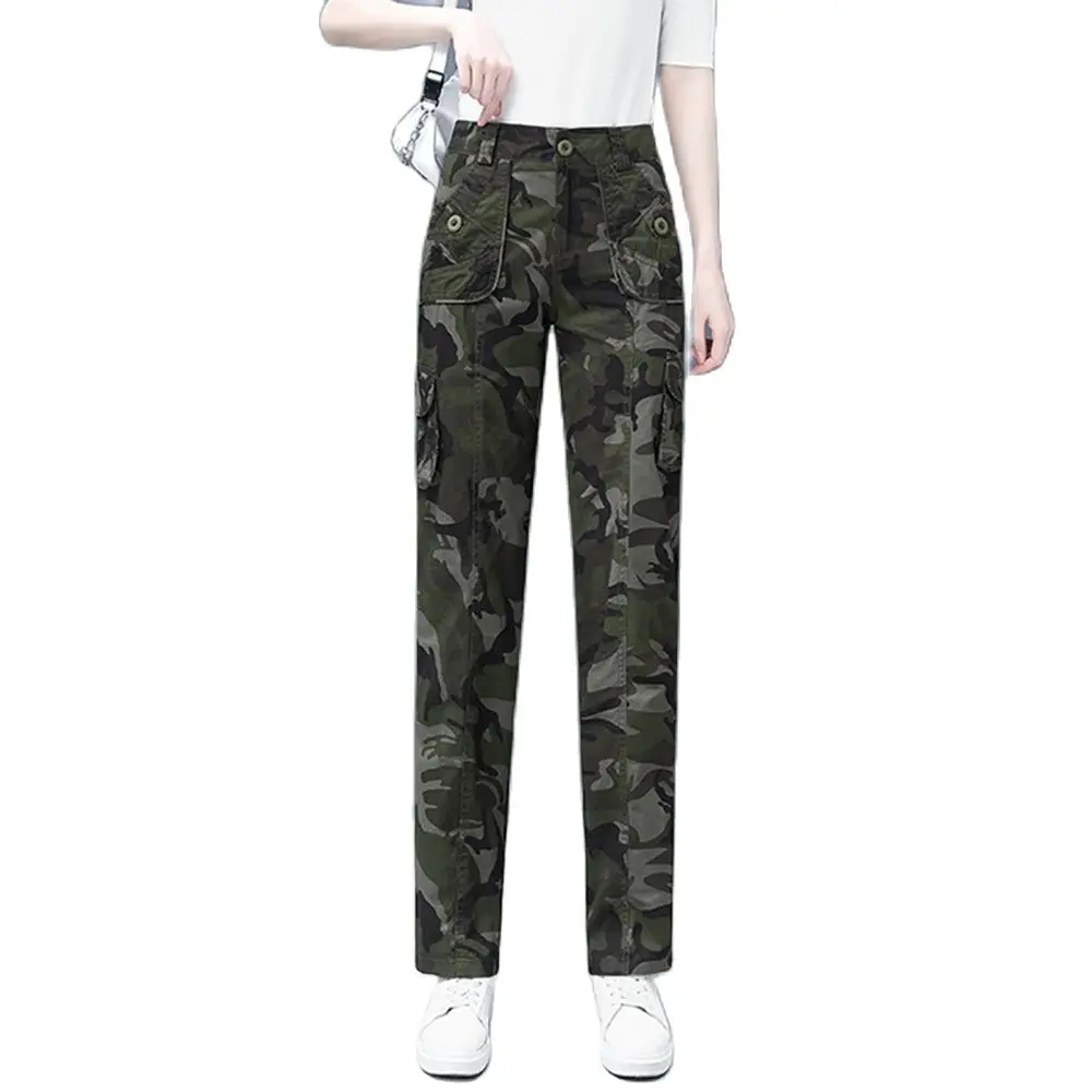 

2022 spring new S TO 4XL camouflage pants women loose high waist overalls Korean version outdoor sports casual trousers 1935