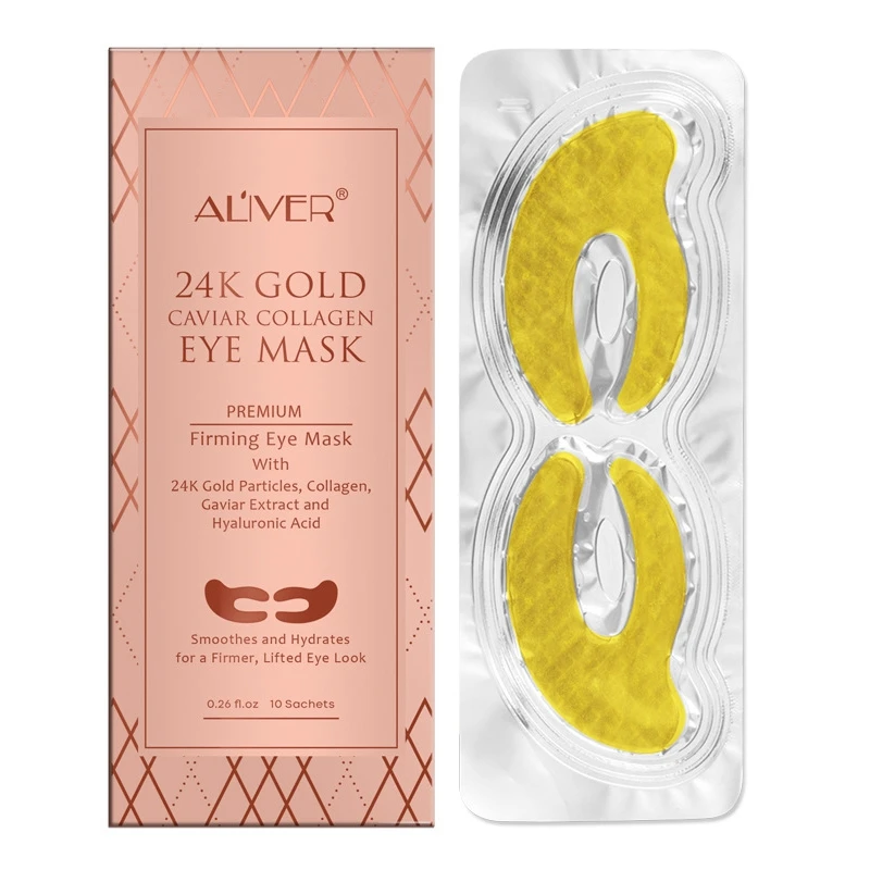 

ALIVER 24K Sunglasses Gold Eye Film Eye Mask Eye Bags Black Eyeliner Fishtail Rehydration Moisturizing to Eliminate Fatigue