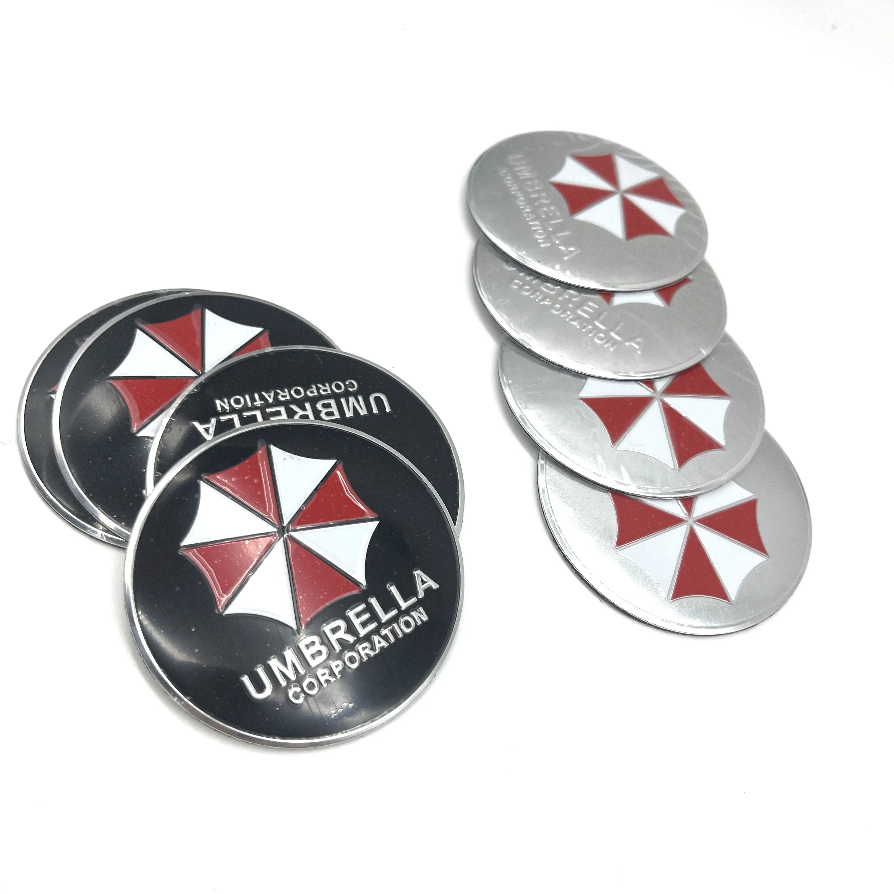 Фото Набор из 4 универсальных 3D-наклеек UMBRELLA CORPORATION (56 мм, 65 мм) для центральных колпачков автомобильных дисков, эмблемы, стайлинг-аксессуары №2