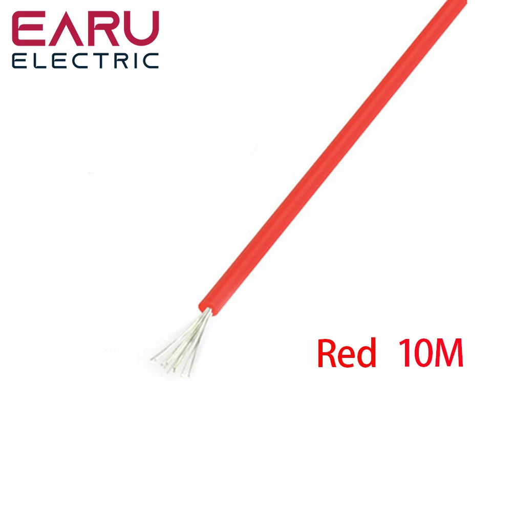 

10 метров/лот термостойкий мягкий электрический силиконовый провод кабель 8 10 12 14 16 18 20 22 24 26 28 30 AWG 6 цветов красный черный синий