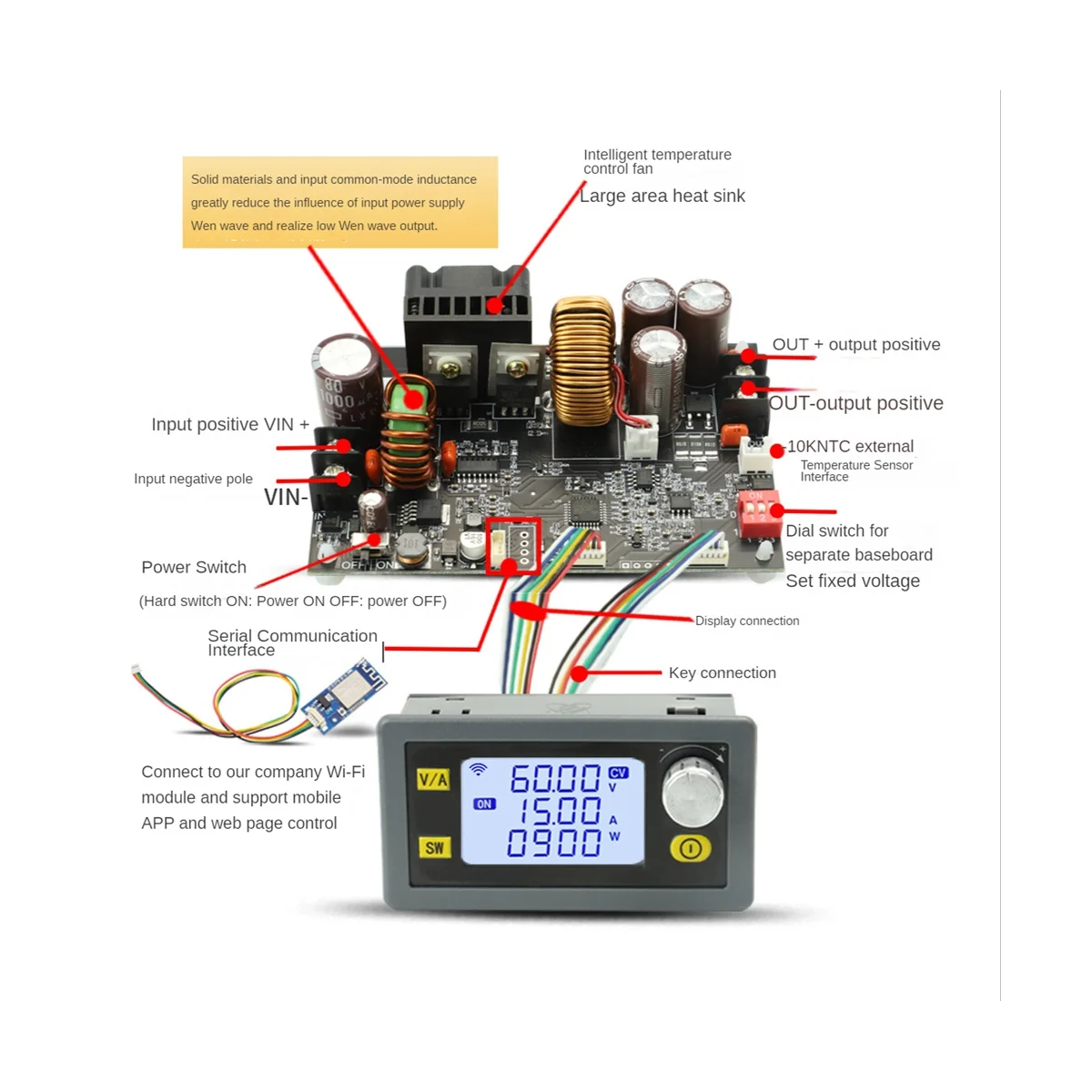 XY6015L 0-60V 15A 900W DC понижающий преобразователь CC CV регулируемый лабораторный