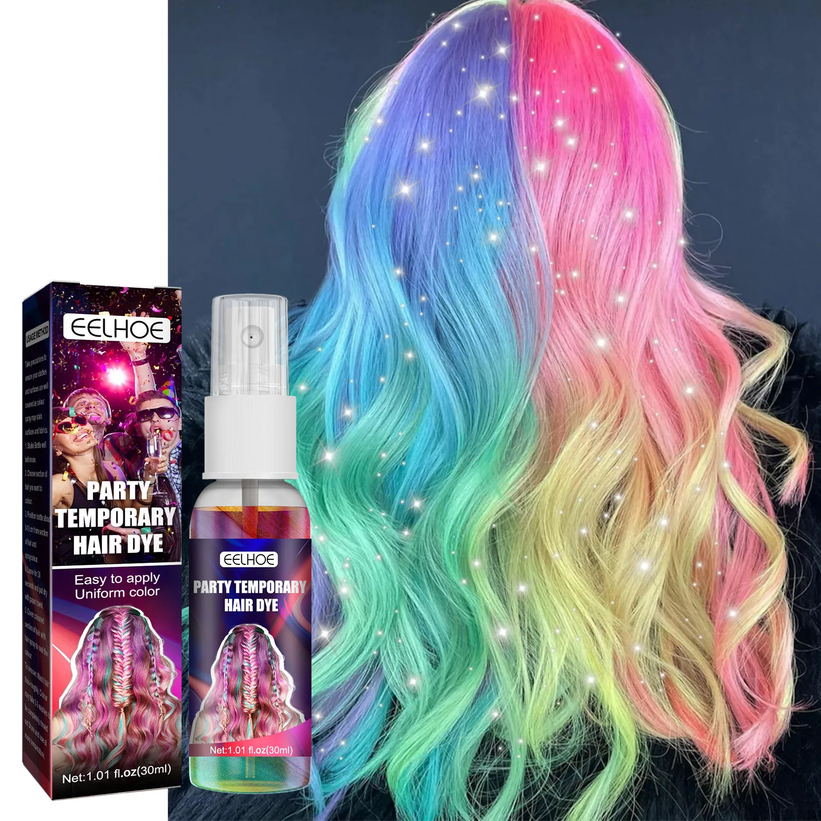 Hair dyeing spray disposable party flash hairdressing color hair fast and easy to color without hurting hair temporary hair dye