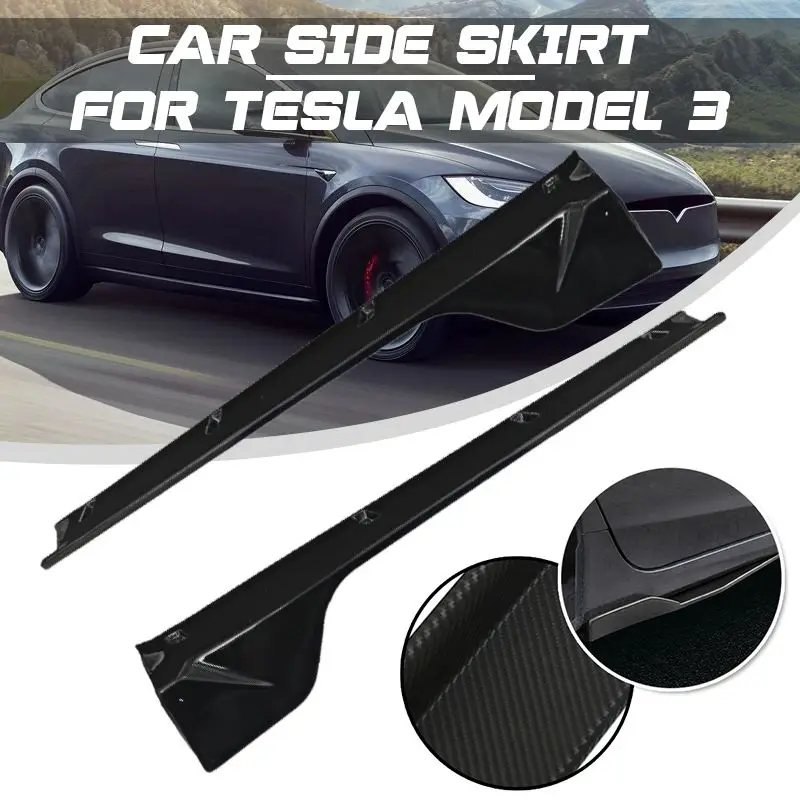 

Car Side Skirt Splitters Door Bumper Lip Aprons Car Styling Carbon Fiber Protective Frames For Tesla Model 3 Auto Accessories