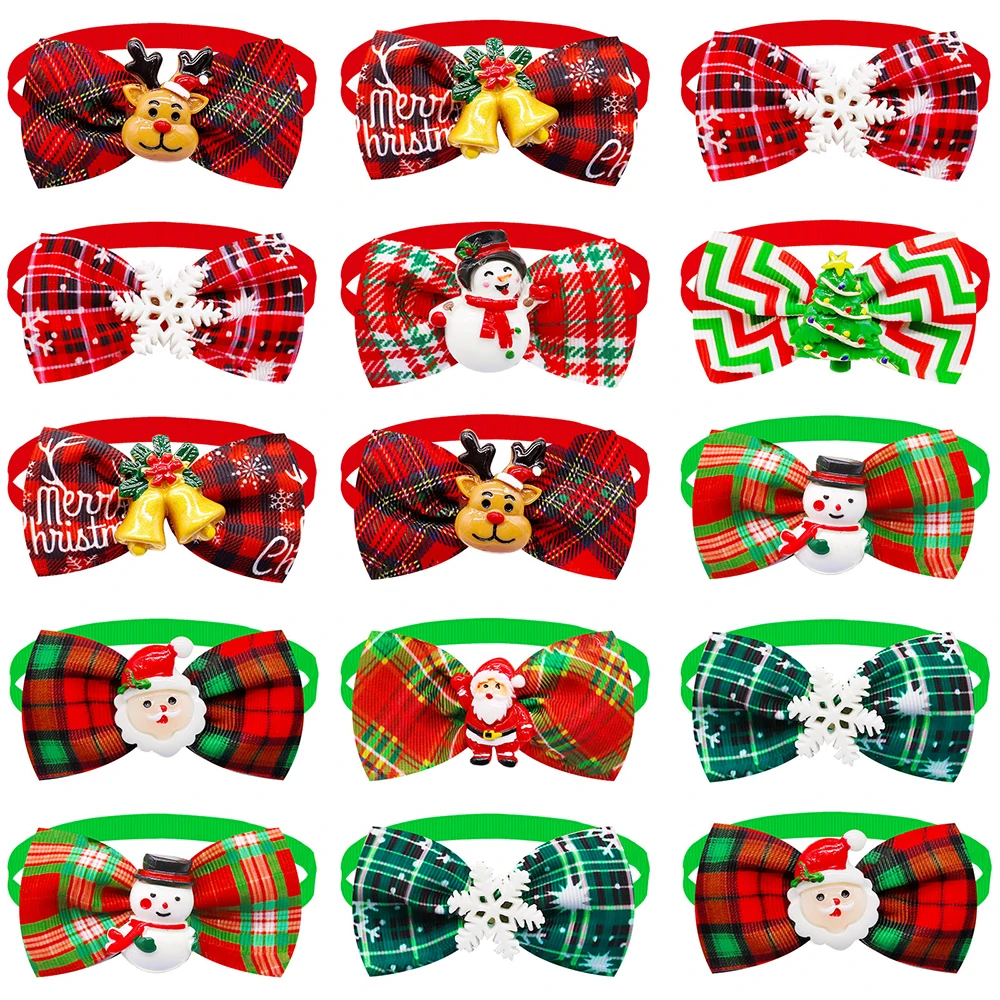 

50/100pcs Christmas Dog Bowties For Dogs Bow Tie Collar Dogs Xmas Dog Supplies Pets Dogs Grooming Accessories For Small Dogs