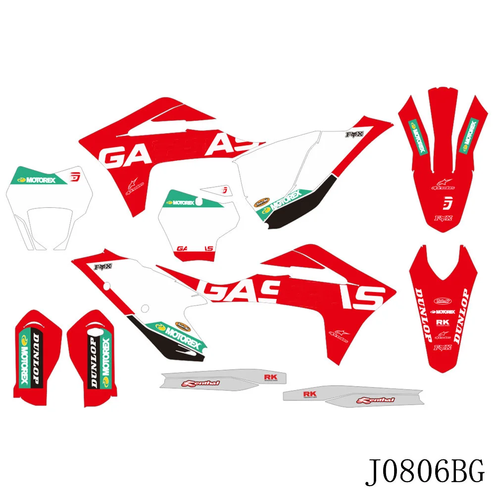 

For GASGAS GAS GAS MC EX EC 125 250 300 350 450 2021 2022 2023 Full Graphics Decals Stickers Motorcycle Background Custom Number