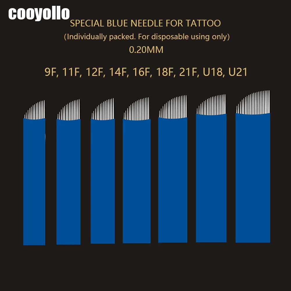 

Advanced 50Pcs Blue 0.20mm Eyebrow Tattoo Microblading Needles 3D Embroidery Manual Tattoo Blade Permanent Makeup Accessories