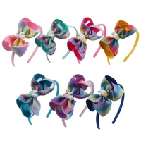 new rainbow bow ribbon headband for baby girls cute cartoon unicorn party head band baby girl hair accessories diadema bebe ni%c3%b1a