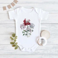 four seasons leisure simple flower graphics infant bodysuits new all match creative o neck funny newborn romper