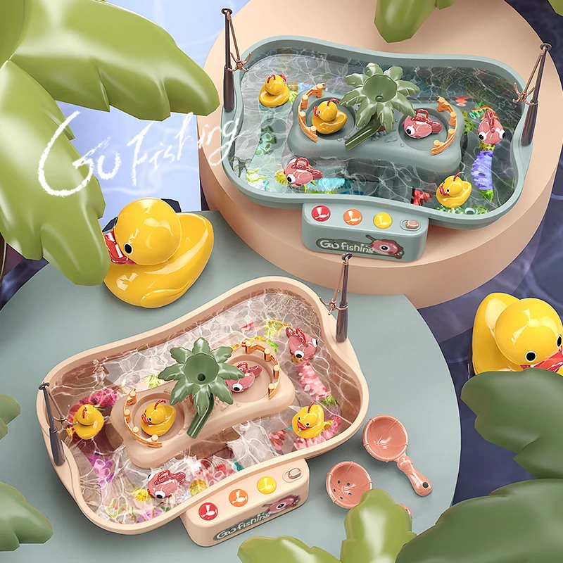 

Music Fishing Toy Children's Magnetic Electric Circulation Fishing Duck Fishing Platform Water Play Game Toys For Kids Gift