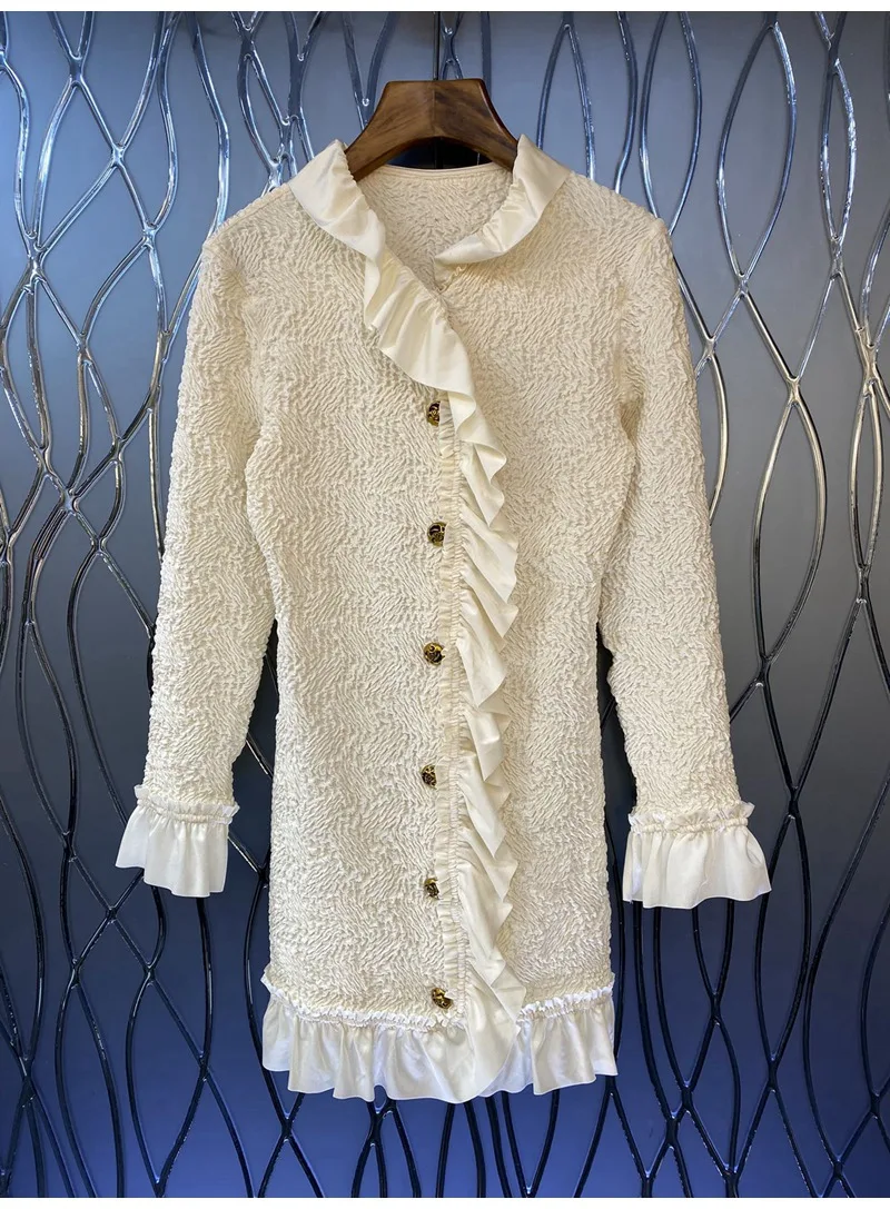 

Женское вечернее платье It's вечерние iya, повседневное плиссированное платье выше колена с V-образным вырезом, оборками и длинными рукавами в цветочек на осень и зиму 2022