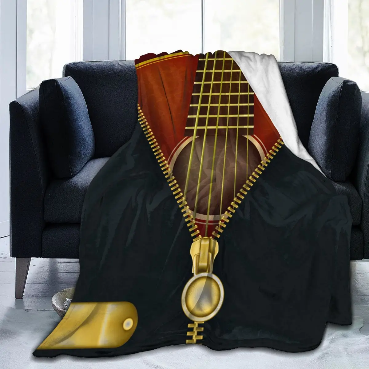

Flannel Blanket Abstract Music Vintage Guitar Light Thin Mechanical Wash Warm Soft Blanket Throw on Sofa Bed Travel Patchwork