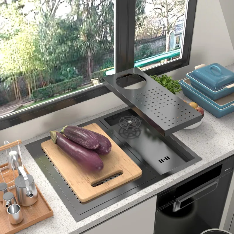 Скрытая Черная кухонная раковина скрытая Одиночная чаша из нержавеющей стали