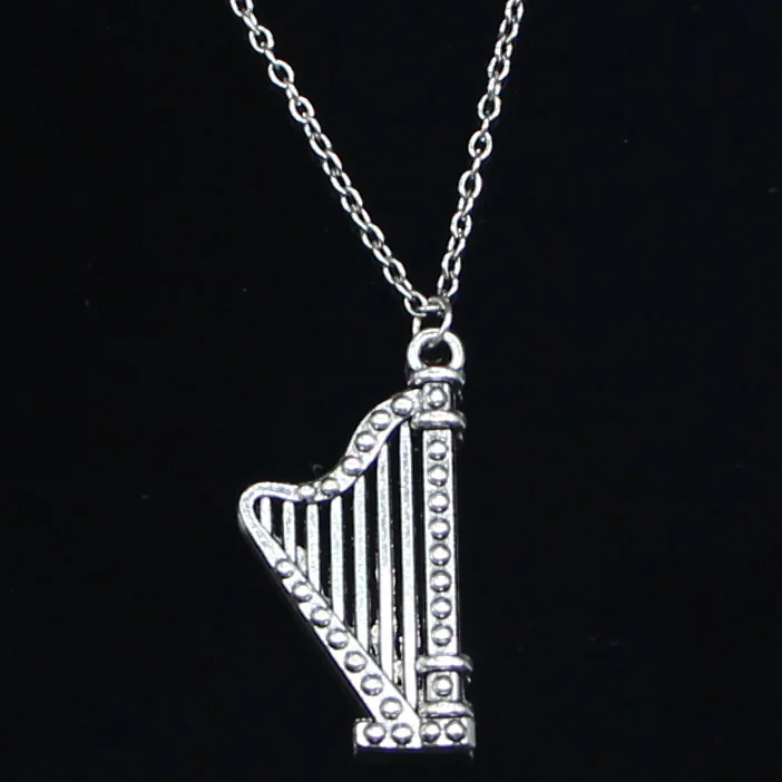

20pcs New Fashion Necklace 40x21mm Harp Musical Pendants Short Long Women Men Colar Gift Jewelry Choker
