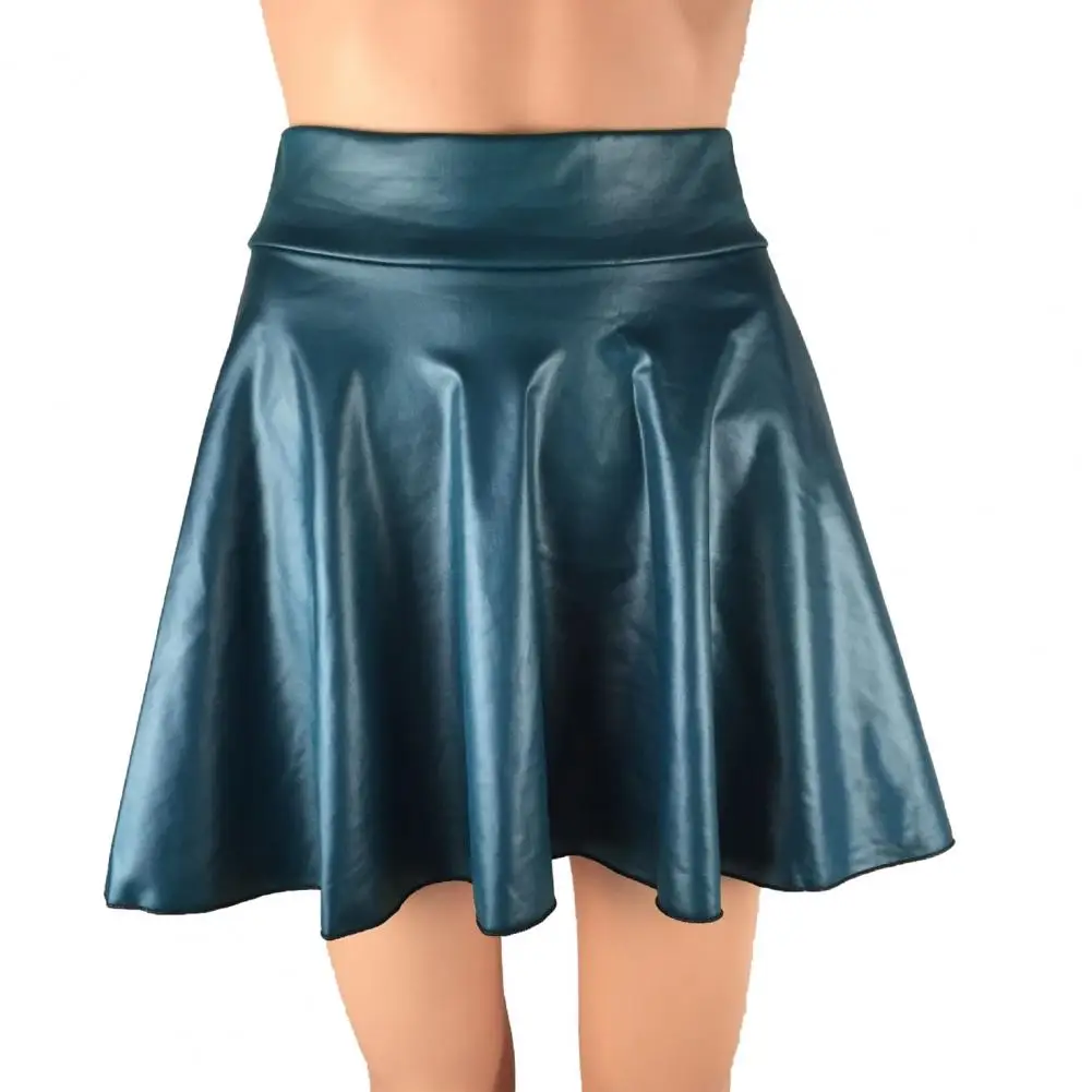 

Женская мини-юбка свободного покроя, однотонная плиссированная летняя юбка из искусственной кожи с высокой талией для женщин