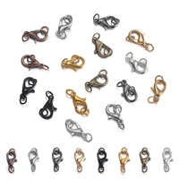 10 50pcs 10 12 14 mm lobster clasps hooks with jump rings end clasps connectors for diy jewelry making supplies accessories