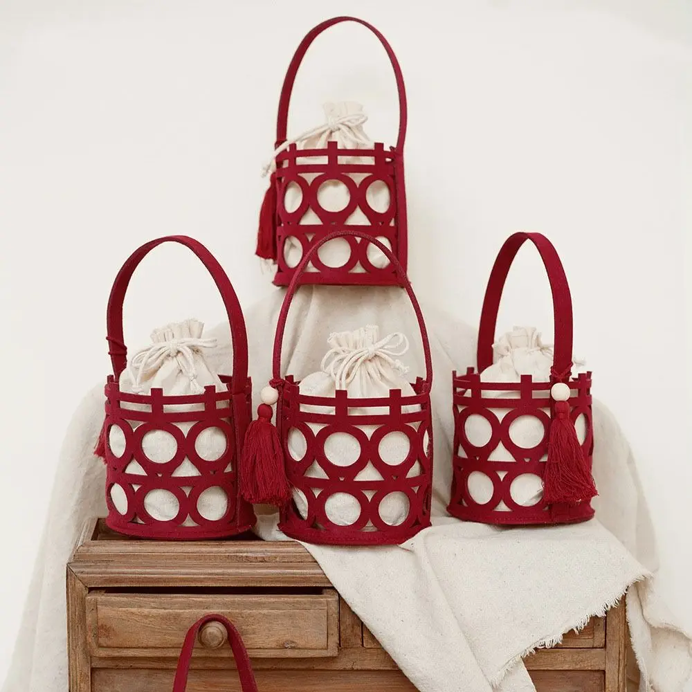 

Red Handbag Bride and Groom Wedding Felt Party Supplies Organizer Handle Bag Package Bag Candy Bag Wedding-favor Gift
