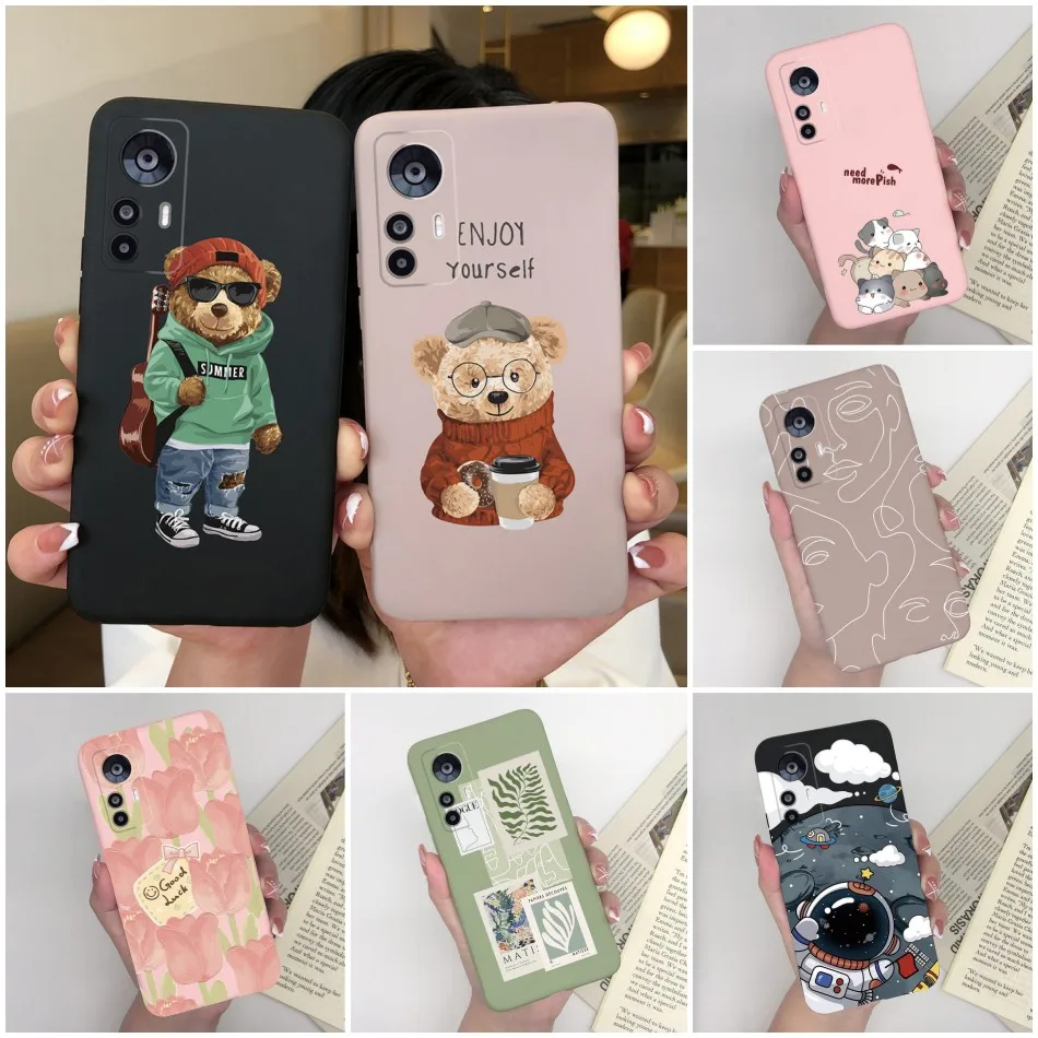 

For Xiaomi 12T Case Cute Bear Cat Rose Flower TPU Back Cover For Xiomi Xiaomi Mi12T Mi 12 T 12T Xiaomi12T Pro Soft Cases Coque