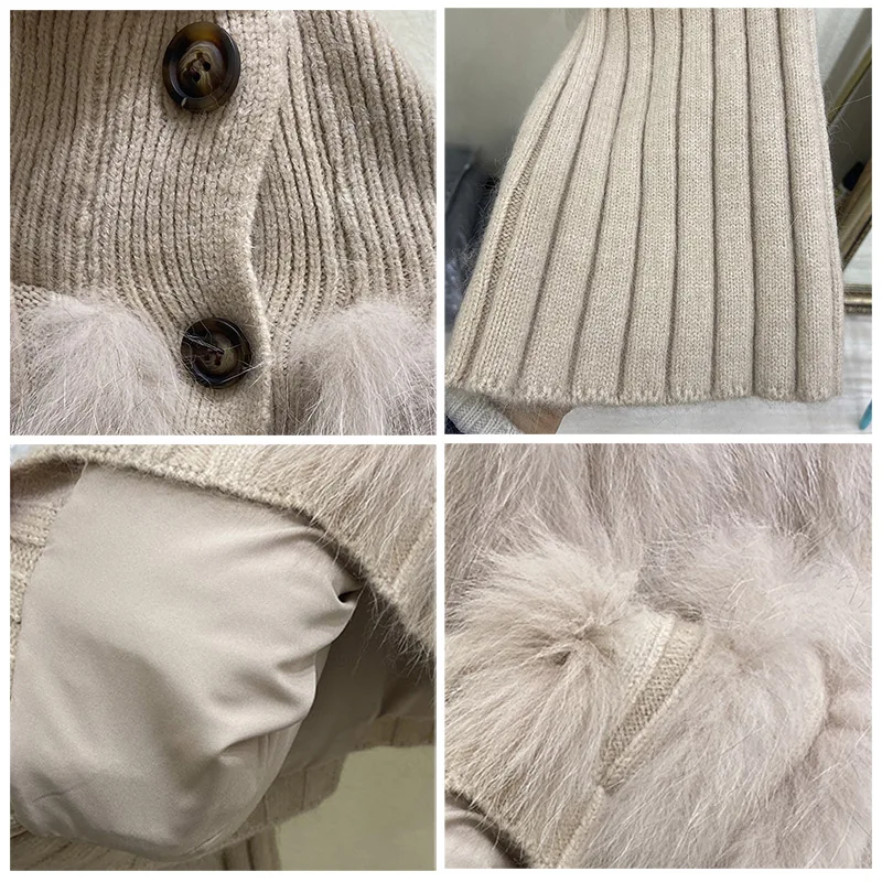 2023 New Design Women Real Fox Fur Coats Winter Fashion Knitted Sweater With Fox Lady Luxury Natural Fur Jacket DBL5418