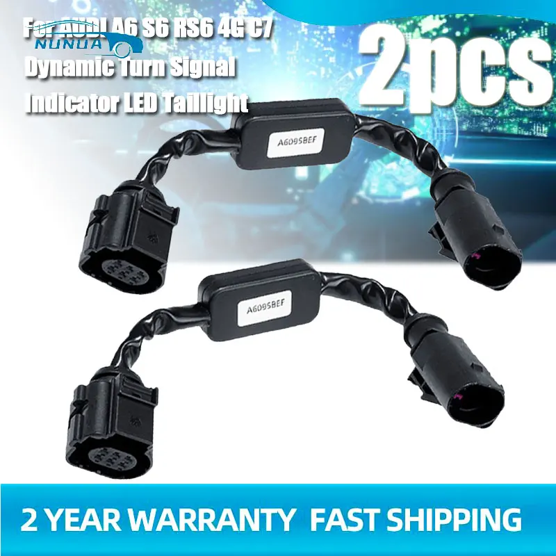 

2Pcs Dynamic Turn Signal Indicator LED Taillight Add-on Module Cable Wire Harness Left&Right Tail Light For AUDI A6 S6 RS6 4G C7