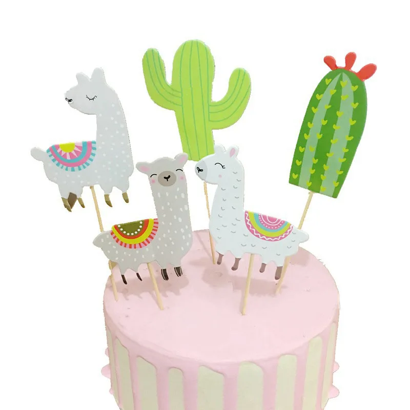 Sursurprise Alpaca Themed Kids Birthday Party Decorations for Girls Cartoon Balloons Set Banner Llama Cactus Cake Topper |
