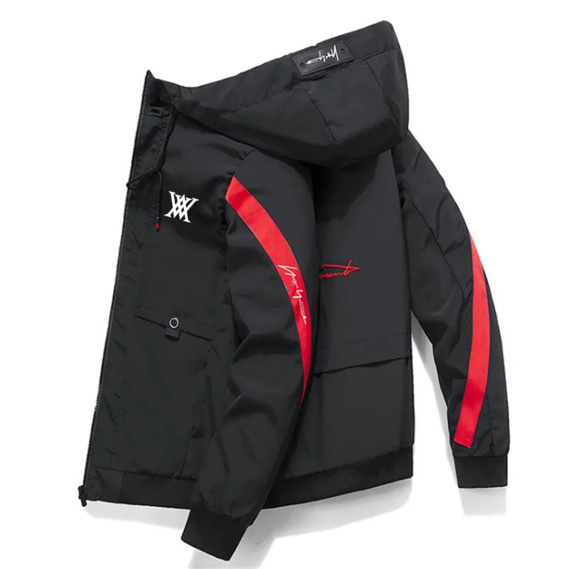 

Куртка мужская для гольфа, пуховик оверсайз, брендовый кардиган с капюшоном и подкладкой для гольфа, куртка на шнурке, спортивная верхняя од...