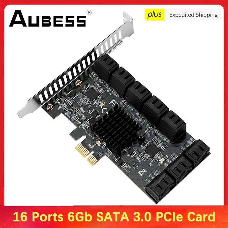 

Aubess Mining 16 Ports SATA 6Gb To PCI Express Controller Expansion Card PCIe To SATA III Converter PCIE Riser Adapter For PC