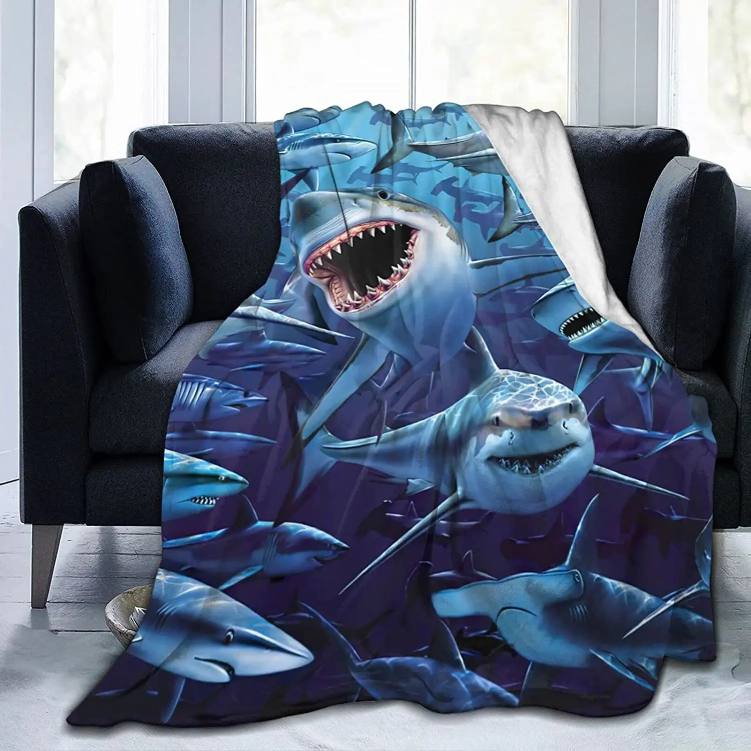 

Blanket Shark Blankets Fleece Throw Blanket Ultra Soft Flannel Bed Blanket Warm Fuzzy Plush Blanket 50"X40"