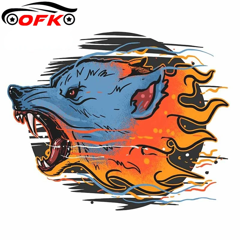 

For Wolf Fire Beast Wild Car Stickers Waterproof toon Decal Anime Motorcycle Bumper Assessoires 13cm.
