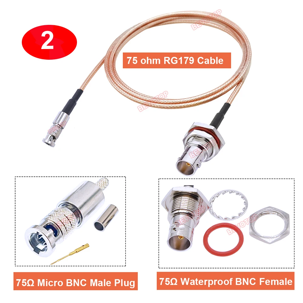 

BEVOTOP Кабель BNC Female to Micro BNC Male RG179 75 Ом
