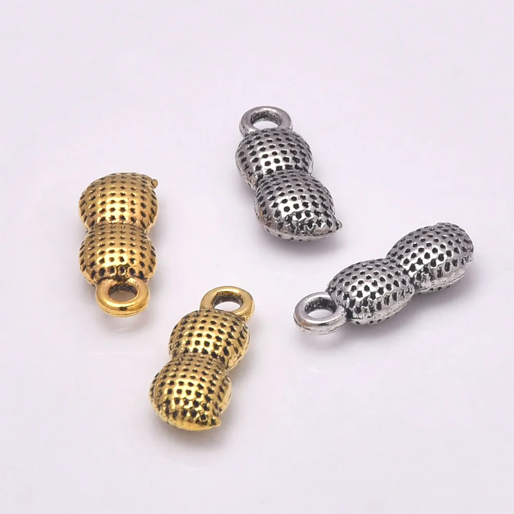 

30Pcs/lot Zinc Alloy Tibetan Silver European Charm Peanut-Shape Pendant For Jewelry Making Diy Handicraft Accessories